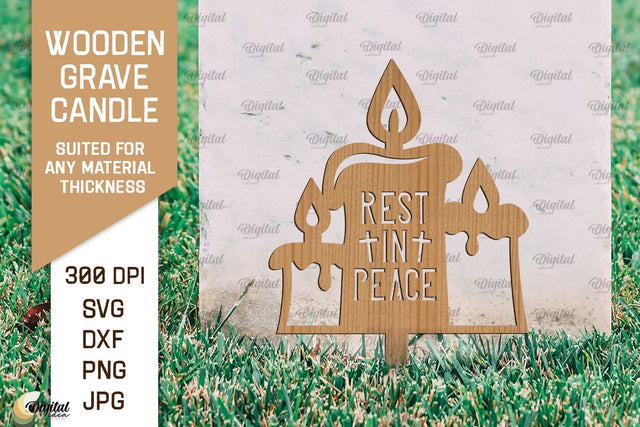 Wooden Grave Candle SVG. Garden Stake Laser Cut SVG Evgenyia Guschina 