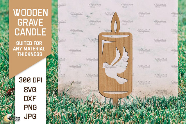 Wooden Grave Candle SVG. Garden Stake Laser Cut SVG Evgenyia Guschina 