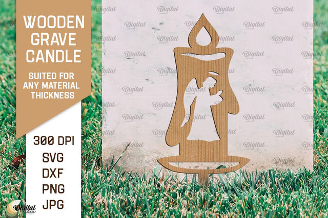 Wooden Grave Candle SVG. Garden Stake Laser Cut SVG Evgenyia Guschina 