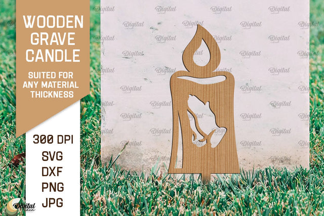 Wooden Grave Candle SVG. Garden Stake Laser Cut SVG Evgenyia Guschina 