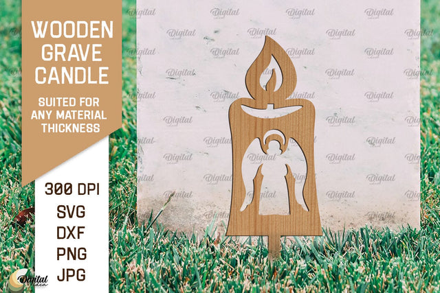 Wooden Grave Candle SVG. Garden Stake Laser Cut SVG Evgenyia Guschina 