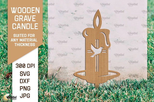 Wooden Grave Candle SVG. Garden Stake Laser Cut SVG Evgenyia Guschina 