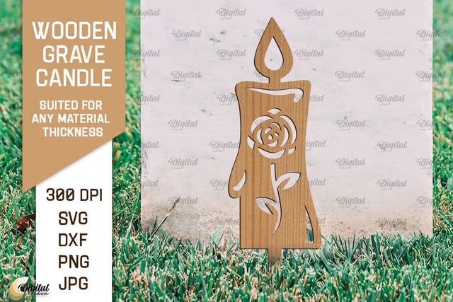 Wooden Grave Candle SVG. Garden Stake Laser Cut SVG Evgenyia Guschina 