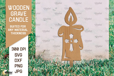 Wooden Grave Candles SVG Bundle. Garden Stakes Laser Cut SVG Evgenyia Guschina 