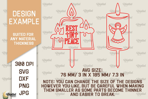 Wooden Grave Candles SVG Bundle. Garden Stakes Laser Cut SVG Evgenyia Guschina 