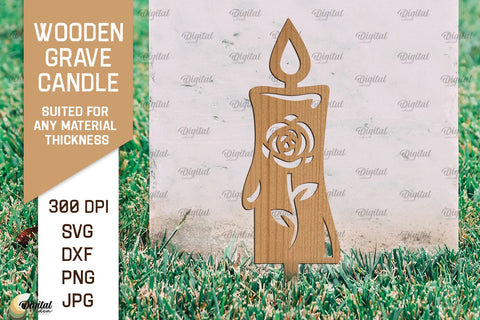 Wooden Grave Candles SVG Bundle. Garden Stakes Laser Cut SVG Evgenyia Guschina 