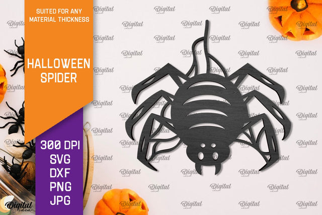 Wooden Halloween Spider Laser Cut. Spooky Spider SVG SVG Evgenyia Guschina 
