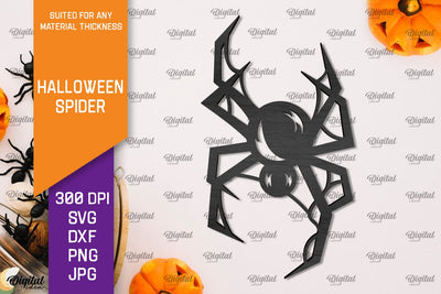 Wooden Halloween Spider Laser Cut. Spooky Spider SVG SVG Evgenyia Guschina 