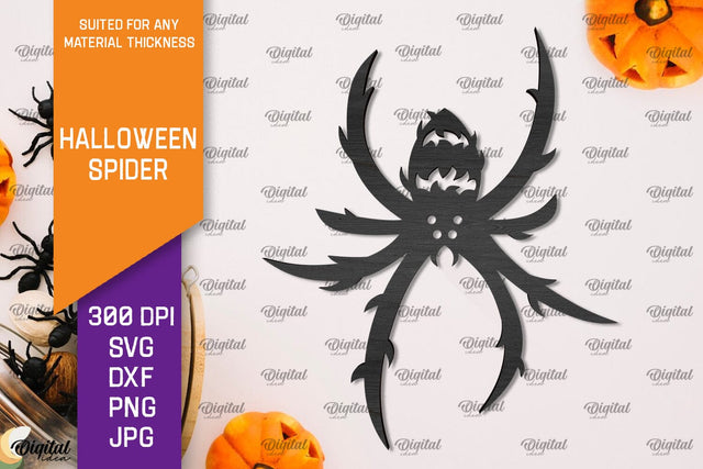 Wooden Halloween Spider Laser Cut. Spooky Spider SVG SVG Evgenyia Guschina 