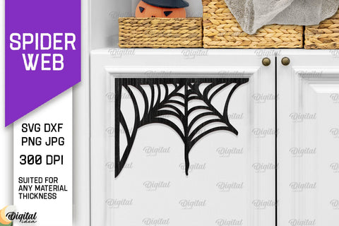 Wooden Halloween Spider Web Decorations Laser Cut Bundle SVG Evgenyia Guschina 