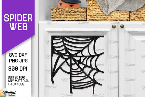 Wooden Halloween Spider Web Decorations Laser Cut Bundle SVG Evgenyia Guschina 
