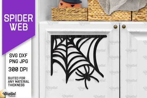 Wooden Halloween Spider Web Decorations Laser Cut Bundle SVG Evgenyia Guschina 