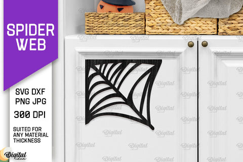 Wooden Halloween Spider Web Decorations Laser Cut Bundle SVG Evgenyia Guschina 