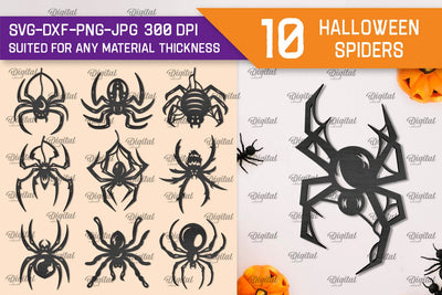 Wooden Halloween Spiders Laser Cut Bundle. Spooky Spider SVG SVG Evgenyia Guschina 