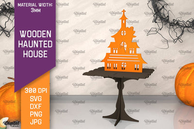 Wooden Haunted House Laser Cut. Halloween Decoration SVG SVG Evgenyia Guschina 