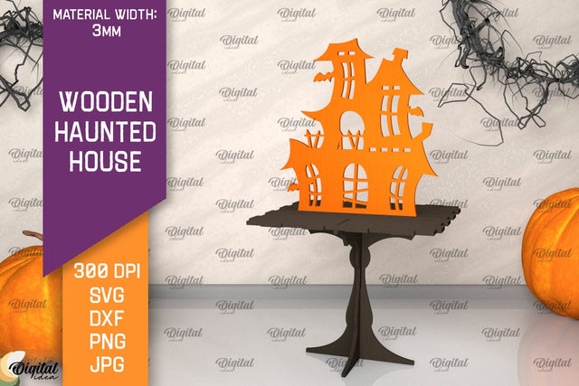 Wooden Haunted House Laser Cut. Halloween Decoration SVG SVG Evgenyia Guschina 