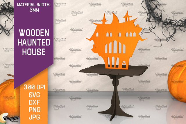 Wooden Haunted House Laser Cut. Halloween Decoration SVG SVG Evgenyia Guschina 