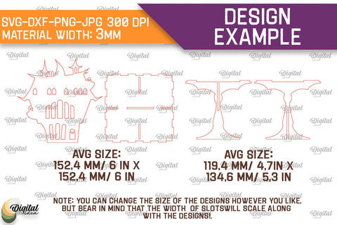 Wooden Haunted House Laser Cut. Halloween Decoration SVG SVG Evgenyia Guschina 