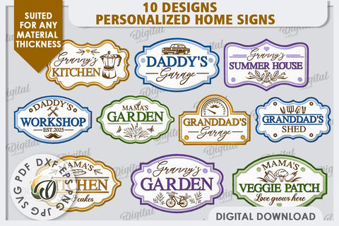 Wooden Home Signs Laser Cut Bundle. Personalized Signs SVG SVG Evgenyia Guschina 