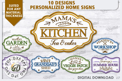 Wooden Home Signs Laser Cut Bundle. Personalized Signs SVG SVG Evgenyia Guschina 