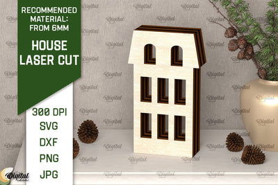 Wooden House Laser Cut. 3D Laser Houses Design SVG SVG Evgenyia Guschina 