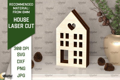 Wooden House Laser Cut. 3D Laser Houses Design SVG SVG Evgenyia Guschina 