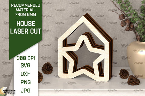 Wooden House Laser Cut. 3D Laser Houses Design SVG SVG Evgenyia Guschina 