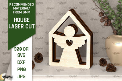 Wooden House Laser Cut. 3D Laser Houses Design SVG SVG Evgenyia Guschina 