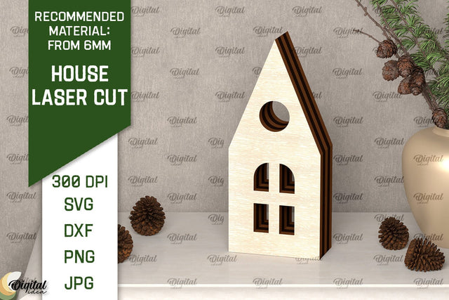 Wooden House Laser Cut. 3D Laser Houses Design SVG SVG Evgenyia Guschina 