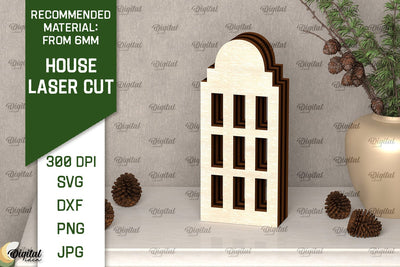 Wooden House Laser Cut. 3D Laser Houses Design SVG SVG Evgenyia Guschina 
