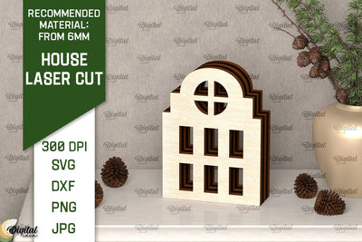 Wooden House Laser Cut. 3D Laser Houses Design SVG SVG Evgenyia Guschina 