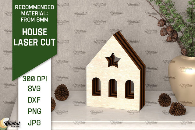 Wooden House Laser Cut. 3D Laser Houses Design SVG SVG Evgenyia Guschina 