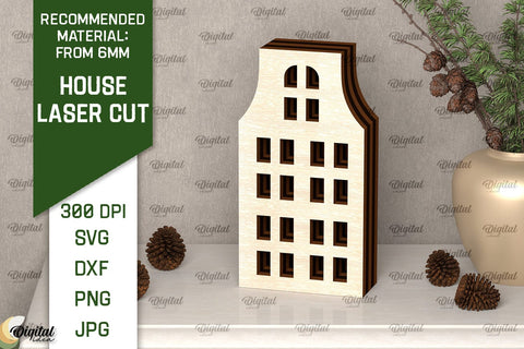 Wooden House Laser Cut. 3D Laser Houses Design SVG SVG Evgenyia Guschina 