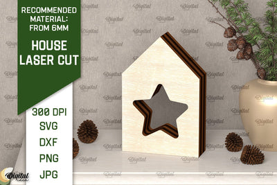 Wooden House Laser Cut. 3D Laser Houses Design SVG SVG Evgenyia Guschina 