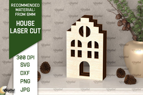 Wooden Houses Laser Cut Bundle. 3D Laser Houses Design SVG SVG Evgenyia Guschina 