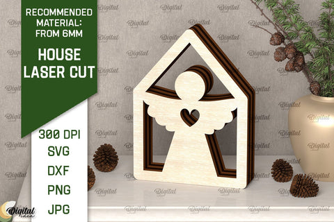 Wooden Houses Laser Cut Bundle. 3D Laser Houses Design SVG SVG Evgenyia Guschina 