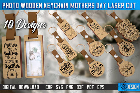 Wooden Keychain Mother’s Day Bundle | Keychain with Photo | Personalized Keychain | CNC Files SVG Fly Design 