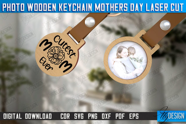 Wooden Keychain Mother’s Day | Keychain with Photo | Personalized Keychain | CNC File SVG Fly Design 