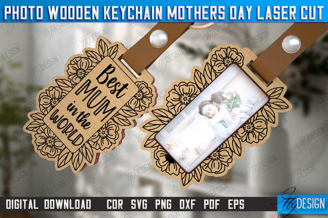 Wooden Keychain Mother’s Day | Keychain with Photo | Personalized Keychain | CNC File SVG Fly Design 