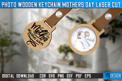 Wooden Keychain Mother’s Day | Keychain with Photo | Personalized Keychain | CNC File SVG Fly Design 