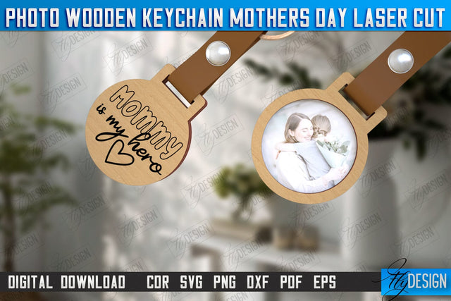 Wooden Keychain Mother’s Day | Keychain with Photo | Personalized Keychain | CNC File SVG Fly Design 
