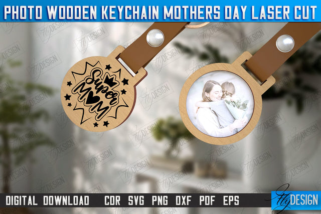 Wooden Keychain Mother’s Day | Keychain with Photo | Personalized Keychain | CNC File SVG Fly Design 