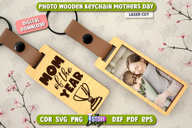 Wooden Keychain Mother’s Day | Keychain with Photo | Personalized Keychain | CNC File SVG The T Store Design 