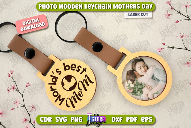 Wooden Keychain Mother’s Day | Keychain with Photo | Personalized Keychain | CNC File SVG The T Store Design 