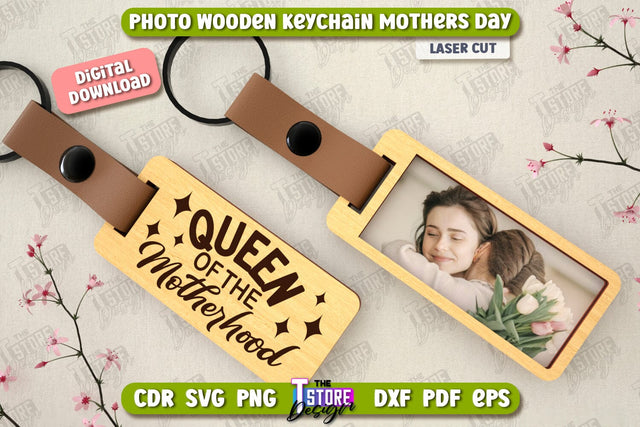 Wooden Keychain Mother’s Day | Keychain with Photo | Personalized Keychain | CNC File SVG The T Store Design 