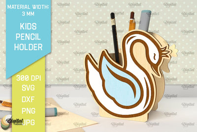 Wooden Kids Pencil Holder Laser Cut. Pen Holder SVG Design SVG Evgenyia Guschina 