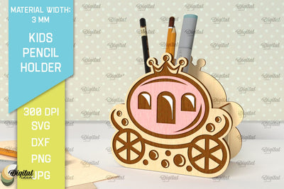 Wooden Kids Pencil Holder Laser Cut. Pen Holder SVG Design SVG Evgenyia Guschina 
