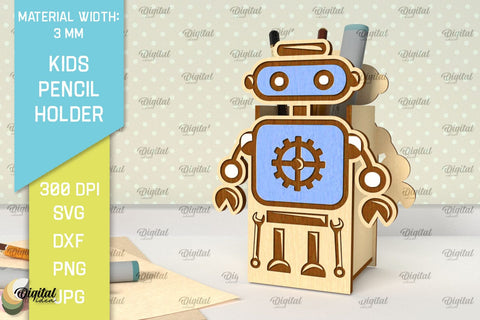 Wooden Kids Pencil Holders Laser Cut Bundle. Pen Holders SVG SVG Evgenyia Guschina 