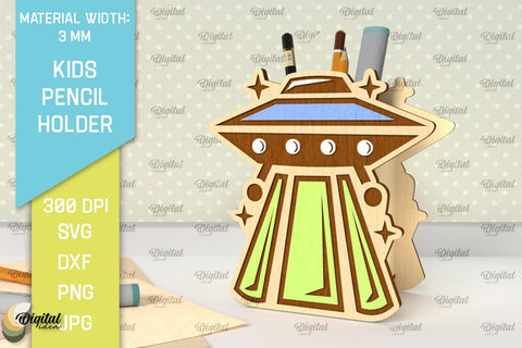 Wooden Kids Pencil Holders Laser Cut Bundle. Pen Holders SVG SVG Evgenyia Guschina 