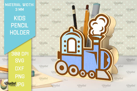 Wooden Kids Pencil Holders Laser Cut Bundle. Pen Holders SVG SVG Evgenyia Guschina 